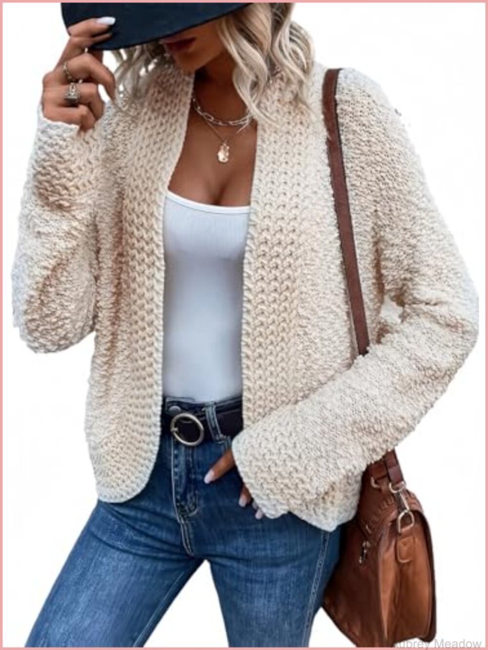 Women's Chunky Knit Cardigan Open Front Long Sleeve Cable Knit Sweater Coat